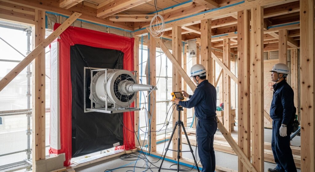 建築現場で測る気密性能！注文住宅のC値の目安と性能がわかるC値の比較表